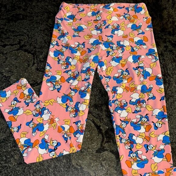 Disney Pink Donald Duck Leggings Lularoe - Picture 1 of 5